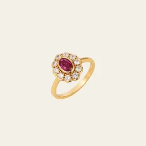 TiAmo Oval Ruby Diamond Ring: Wedding Engagement Ring, 14K Gold Vermeil Sterling Silver, Anniversary gift