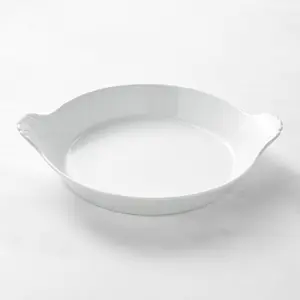 Timeless Elegance, classic White Ceramic Gratin Dish for Baking, Crafted from Durable Porcelain
