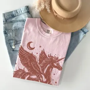 Comfort Colors Vintage Retro Celestial Pegasus T-shirt, Unicorn Pride Galaxy Graphic TShirt, Mystical Astronomy Top, Bookish Hippie Cosmic Clothing