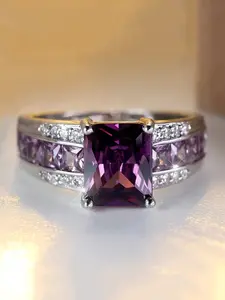 Artificial Gemstone Ring Geometric Design S925 Sterling Silver Stackable Wedding Engagement Ring Bridal Engagement Ring Birthday Anniversary Gift（with Box） Bridal Statement Ring
