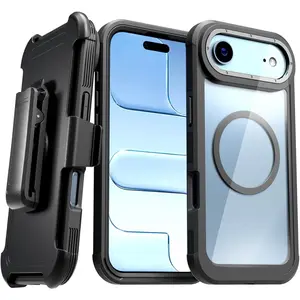 Designed for iPhone 17 Air Case with Belt Clip Holster, Kickstand Slim Cover Compatible with Magsafe Chargers - Phone Case for iPhone 17 Air - Black