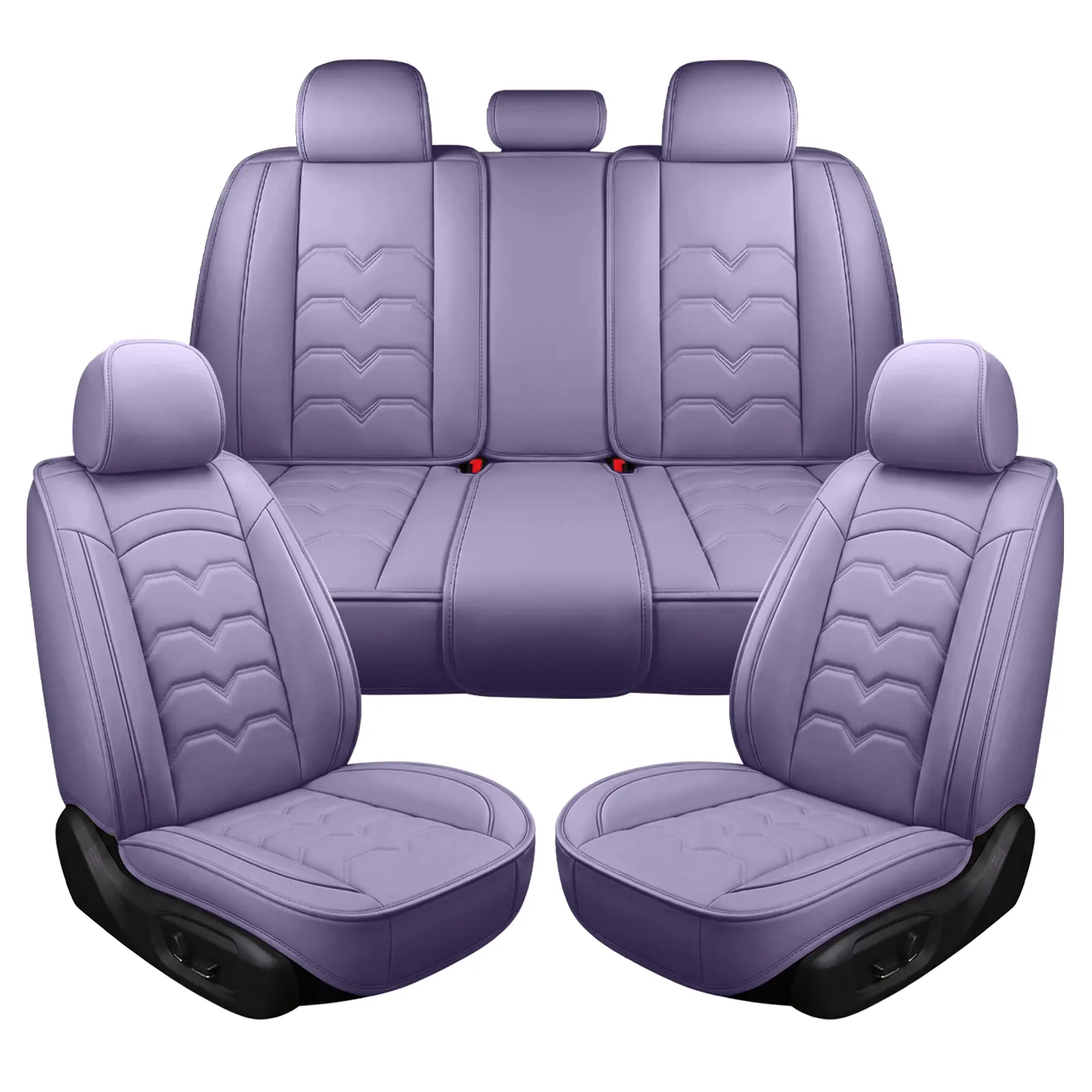 Stylish Purple Nappa Leather Seat Cover Set, Universal 5-Seat Design, Waterproof Interior Protection for Most Cars, SUVs & Hatchbacks