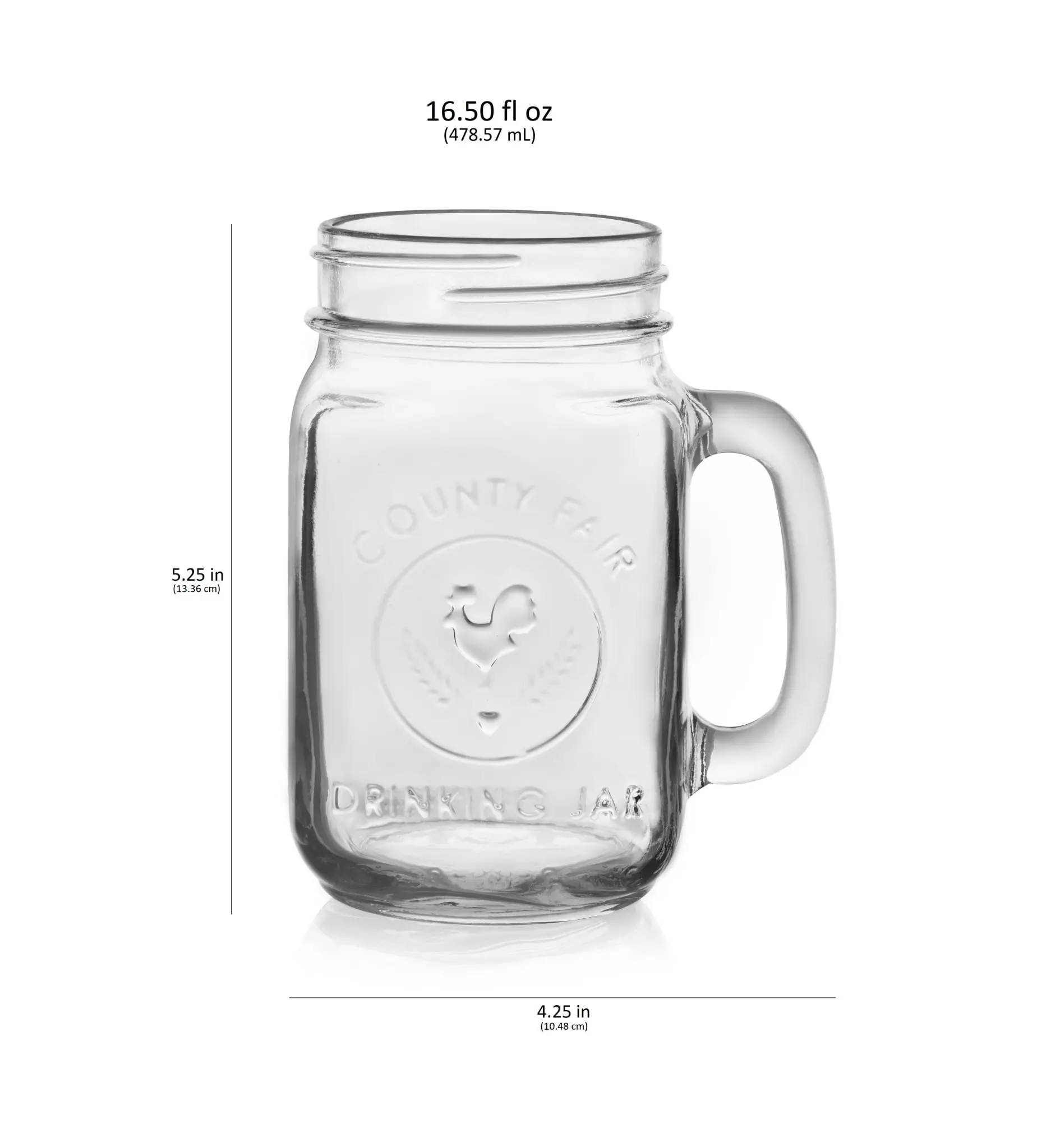 Libbey County Fair Set of 12 Mason Drinking Jars with Handles, Classic 16.5 oz  Glass Mason Jar Mugs w/ Top, Drinking Glass Jar for Cocktail, and More -  TikTok Shop