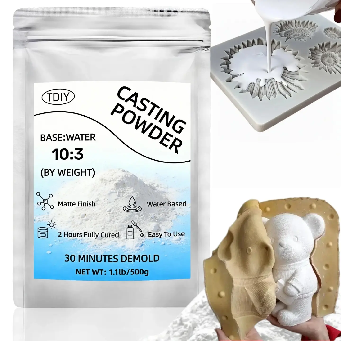Quick Setting Gypsum Powder for DIY Mold Making, Holiday Handmade Gift, Home Decor and Sculpture Creation Material
