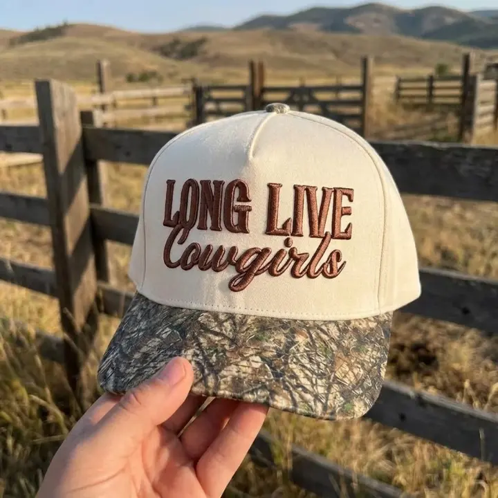 Long Live Cowgirls 3D Embroidered Camo Baseball Cap: Western Aesthetic Hat