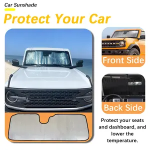 Ford Bronco Windshield Sun Shade 2021-2025 Insulated Sun Protection with Sun Visor for 2/4-Door Models Front & Back Side Car Sunshade Car Accessories