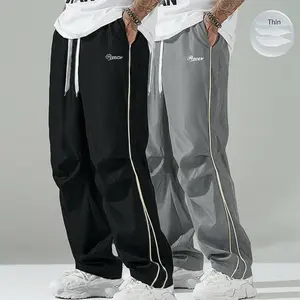 Men's 2-Pack Summer Joggers | Lightweight & Soft | Side Gold Stripes | Loose Straight Fit | Street Style / Workout / Chilled Vibe | Black / Grey & Various Colours