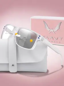 Trendy Color Changing Photochromic Women’s Sunglasses with Case, Gift Packaging for Music Festivals, Outdoor Travel, Beach, Perfect for Christmas, Valentine’s Day, Mother’s Day