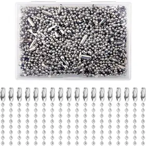 Lemonkey 100Pcs Ball Beads Chain Bulk, Silver Keychain Rings, 4 Inch Dog Tag Metal Small Chain With Connectors for Hanging Decoration