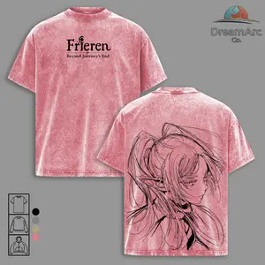 Frieren Beyond Journey's End Anime Tee – Double Printed Vintage Washed Oversize Unisex T-Shirt, Heavyweight Anime Manga Graphic Shirt, Gift for Anime Lovers