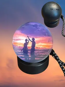 Personalized WiFi 3D Crystal Ball Ornament - LED Night Light Video Player, Custom Memory Upload, Home & Festive Decor, Couple Photo Gift, Desk Accessory, Ornaments