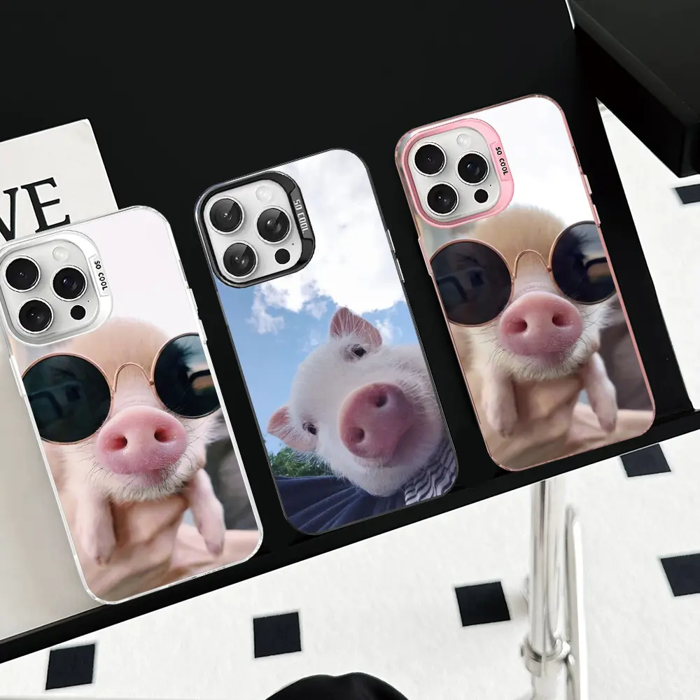 Cute little Pink Pig Phone Case For iPhone 16 15 14 13 12 11 Pro Max Matte Shockproof Back Cover