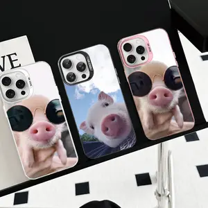 Cute little Pink Pig Phone Case For iPhone 16 15 14 13 12 11 Pro Max Matte Shockproof Back Cover