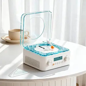 KAWOO Sea Waves CD Player, Audio Speaker Record Player, Music Album Player, Optical Disc Player, Water Ripple Sound Speaker, with 8 Natural Sounds, Support Wireless 6.0 Fast Connection, for CD/Album Play, Help Sleeping, Outdoor Camping, Holiday Gift