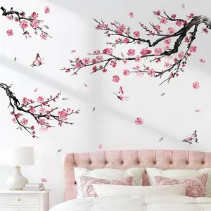 Watercolor  Flower Branch Wall  Blossom Tree Branches Floral Wall Stickers Living Room Bedroom Sofa TV Background Wall Decor