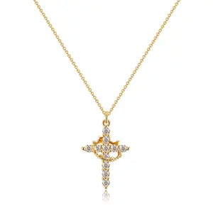 Colorful Simple Crown & Cross Pendant Choker Necklace For Women & Men & Girls Pretty Necklace For Daily Party Clothing Decor Trendy All-match & Exquisite Jewelry