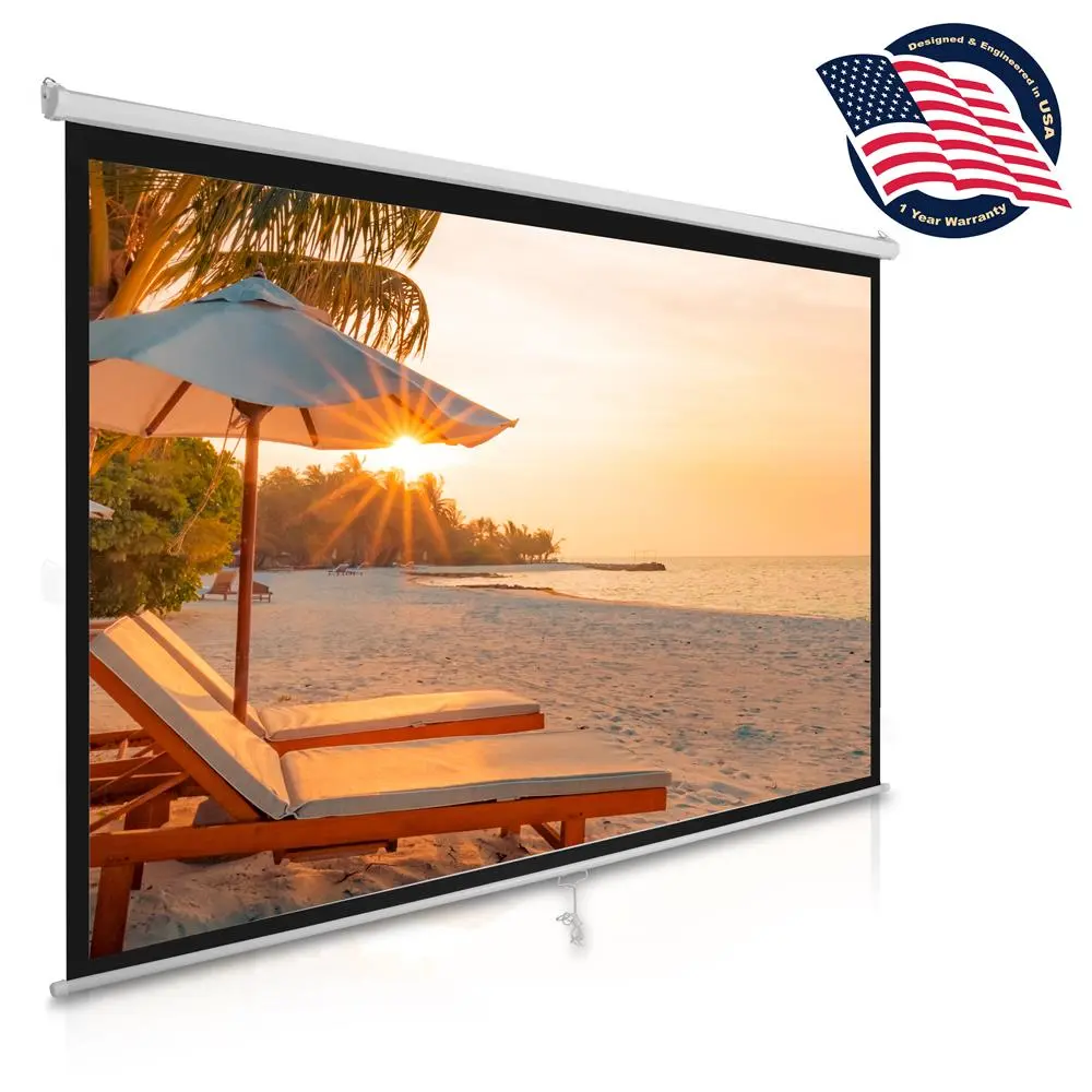 100-Inch Adjustable Durable Pull-Down Projector Screen with Mount for Audio & Video Projector Applications