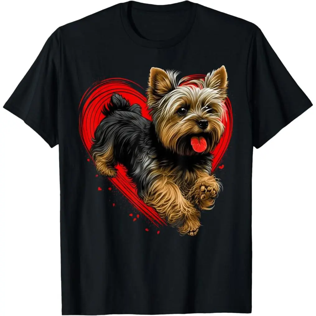 Cute Yorkshire Terrier Dog on Yorkshire Terrier Lover T-Shirt Cotton Tee