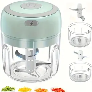 [Electric USB Masher Machine] USB Mini Garlic Chopper & Meat Grinder | 1200 RPM Motor, 100/250ml Capacity | Compact for Camping, Small Kitchens Vegetable Slicer