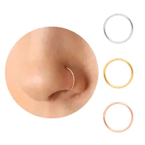 Thin Nose Rings Hoops for Women/Men,Tiny Small Gold Nose Rings 22g for Nose Piercings (1pc - 22 gauge - 7mm,14K Gold Filled) cute jewelry