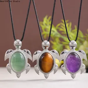 1pc Natural Stone Turtle Pendant Necklace, Unisex Daily Necklace, Perfect Gift for Special Occasions for Loved Ones