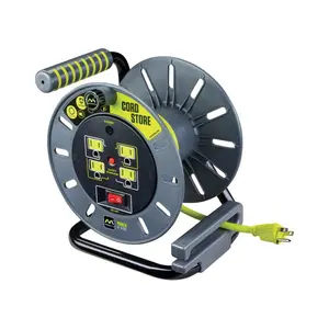 212 MAIN Large-Size Outdoor Plastic Cord Reel - Masterplug ProXT Model, 3 ft UL Listed, Gray-Green