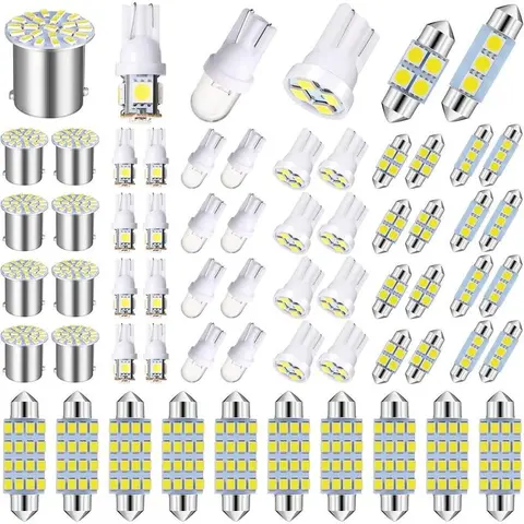 70-Piece LED Car Interior Light Kit, 12V Operation Cars Auto Vehicle Accessories with 31/36/41mm Bulbs (De3175,6411,T10,2825,6612f,6615f) for Dome, Map, License Plate & Trunk Use