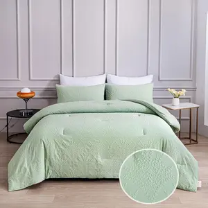 Sage Green Comforter Set Queen Leaf Comforter Boho Bedding Set 3 PCS Soft All-Season Luxury Bedding(Sage Green,Queen)