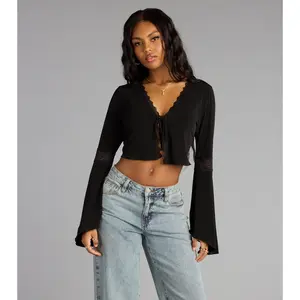 Whisper Lace Tie Front Top