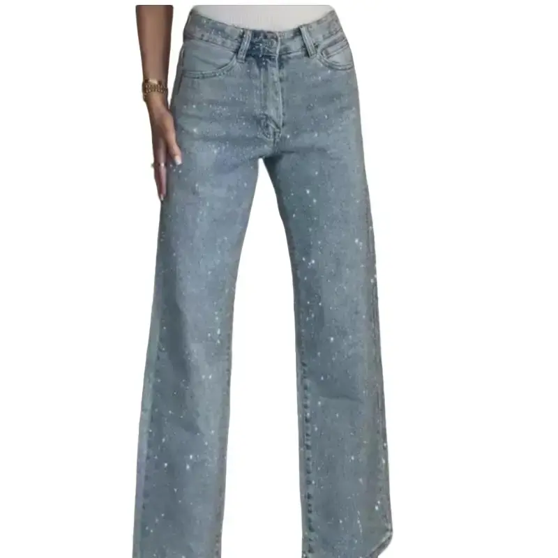 Jenny From the Block Rhinestone Embellished Denim Jeans Women's Plus Size Bottom Womenswear with Comfortable Fit and Stylish Design - Pants, Trouser, Pocket, Basic, Streetwear