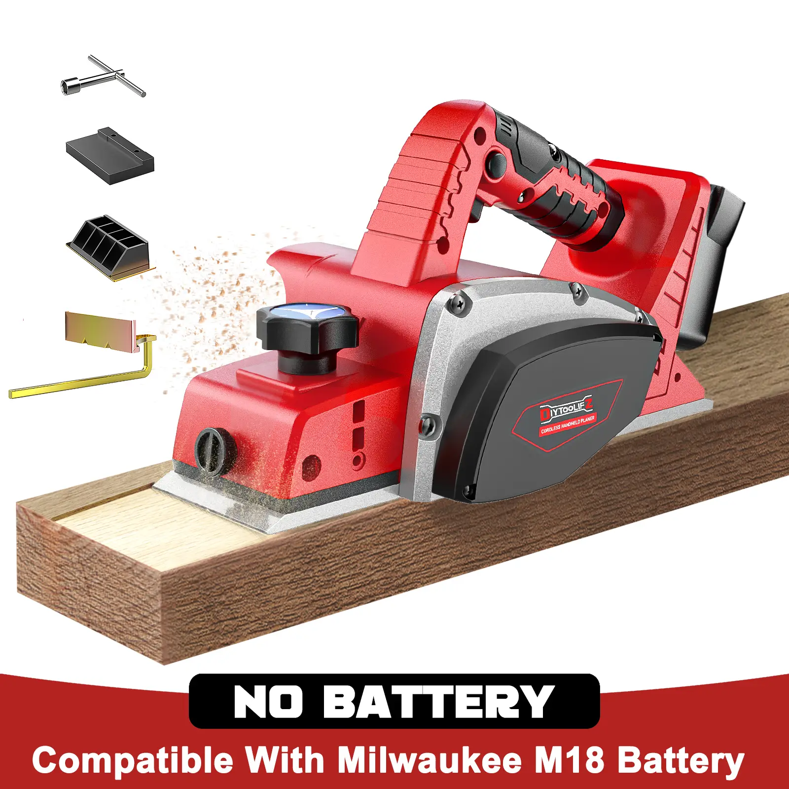 Cordless 3-1/4" Electric Hand Planer for Milwaukee M18 Battery (No Battery!!) 15000RPM Power Wood Planer for Woodworking Carpentry and Home DIY Blades
