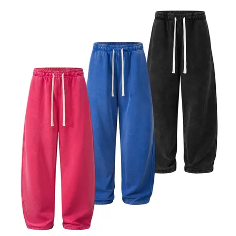 Schochic Men's Plain American Vintage Washed Casual Long Pants - Elastic Waist with Adjustable Contrast Drawstring, Versatile for Autumn & Winter Daily Wear, Xlarge Men's Pants, Long Men's Pants