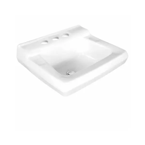 Mansfield Commercial Wall-Mount Vitreous China Lavatory Basin, White Rectangle, 13.5x10 in, 4" Faucet Center, Concealed Overflow, Includes Hanger, Installation Instructions for Boating Water Sports