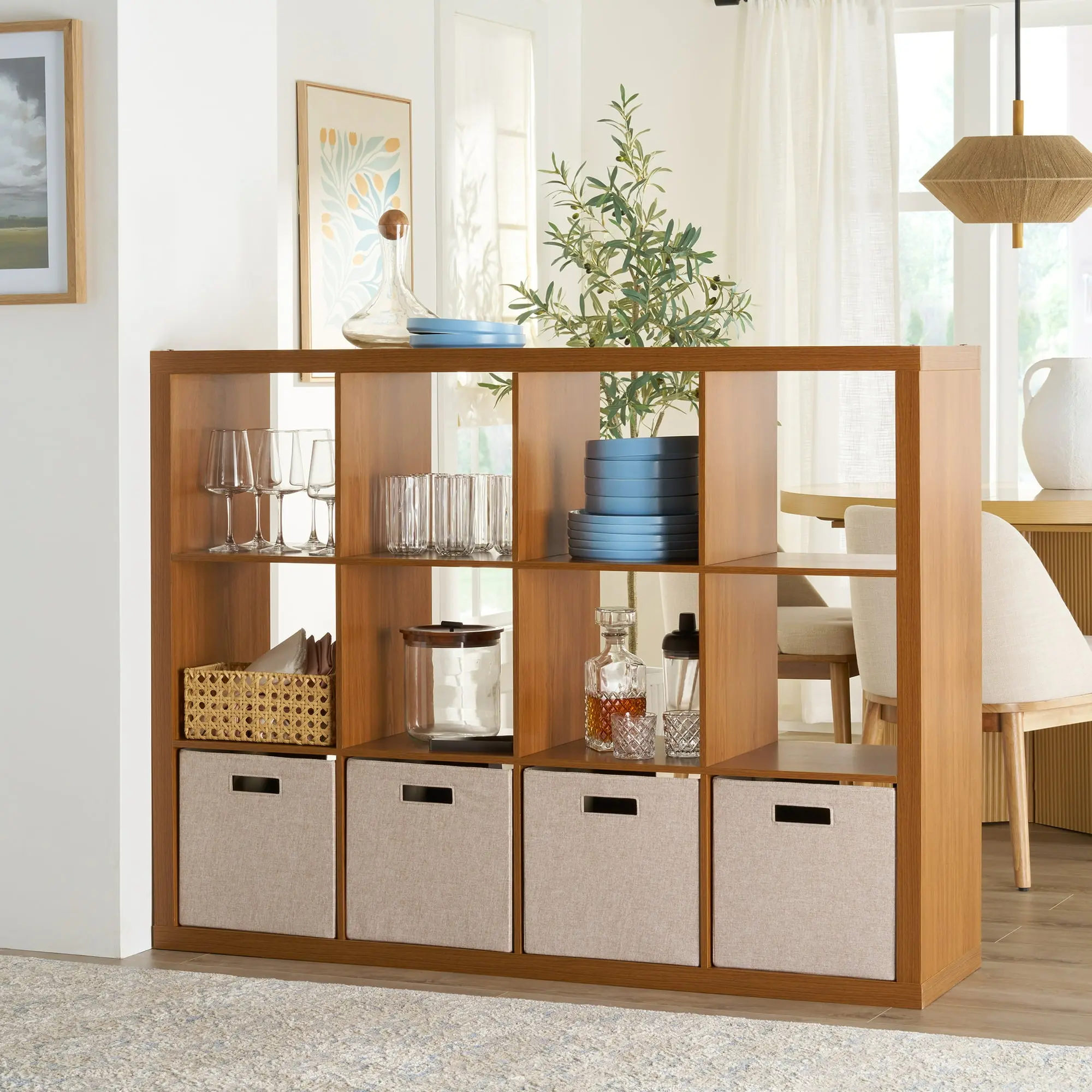12-Cube Storage Organizer - Versatile 12-Compartment Cube Organizer with Open Back Design, Available in Multiple Finishes, Ideal for Home & Garden Use