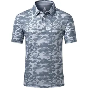 Men's Camo Polo Golf Shirt Hiking Dry Fit Short Sleeve T-Shirts Pique Collared Polo Jersey