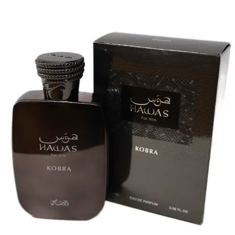 Rasasi Hawas Kobra Liquid Eau de Parfum (EDP) for Adults - Bold Elegant Fragrance, Luxurious Woody Aromatic Unisex Scent with Bergamot Mix, Citrus, Cinnamon, Amber, Green Tea, Warm Wood Musk, Amberwood Drydown - 3.4 fl oz/100ml Regular Edition Single Item