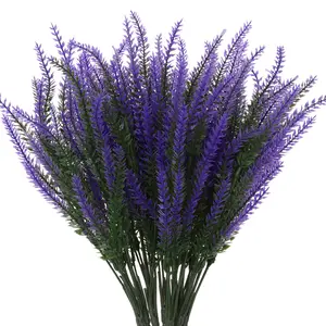 REGALWOVEN 10 Bundles Lavender Fake Artificial Flowers Faux Plastic Plants Porch Window Indoor Outdoor 13.4" Purple
