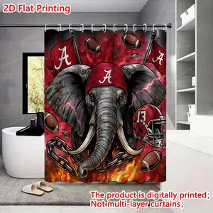 JIT 2D Flat Printing 1pc Fiery intense elephant mascot Pattern Shower Curtain - All-Season Use, Multiple Sizes, Machine Washable, Perfect for Bathroom, Bathtub, Window Decoration