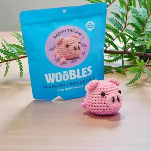 The Woobles Beginner Crochet Kit Bacon the Pig - Includes Yarn Hook Stuffing & Tutorials for Ages 12+