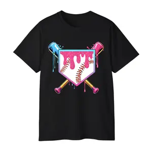 Baseball Drip Ice Cream Unisex T-shirt, Graphic Tees, Trendy Streetwear Style,  Summer Sports Outfits & Game Day Gifts - Prints, Soft, Classic, Top