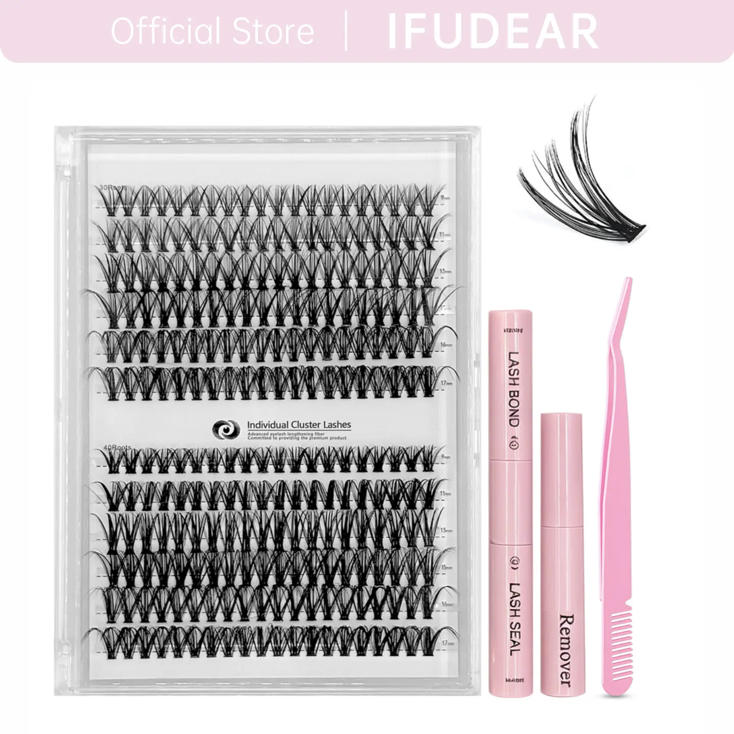 240Pcs DIY Lash Clusters Kit | 9-17mm 30D and 40D Individual Lashes | Bond and Seal with Tweezers | Volume Hybrid Lash Extension Set | Natural Curl Spikes | Perfect Makeup Gift