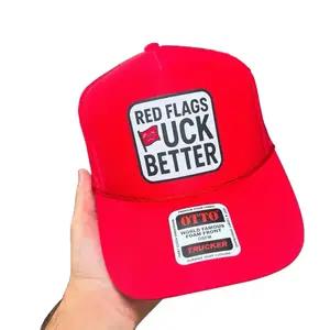 Red Flags F Better Trucker Hat by Luckless Outfitters Graphic Hat Snapback Cap
