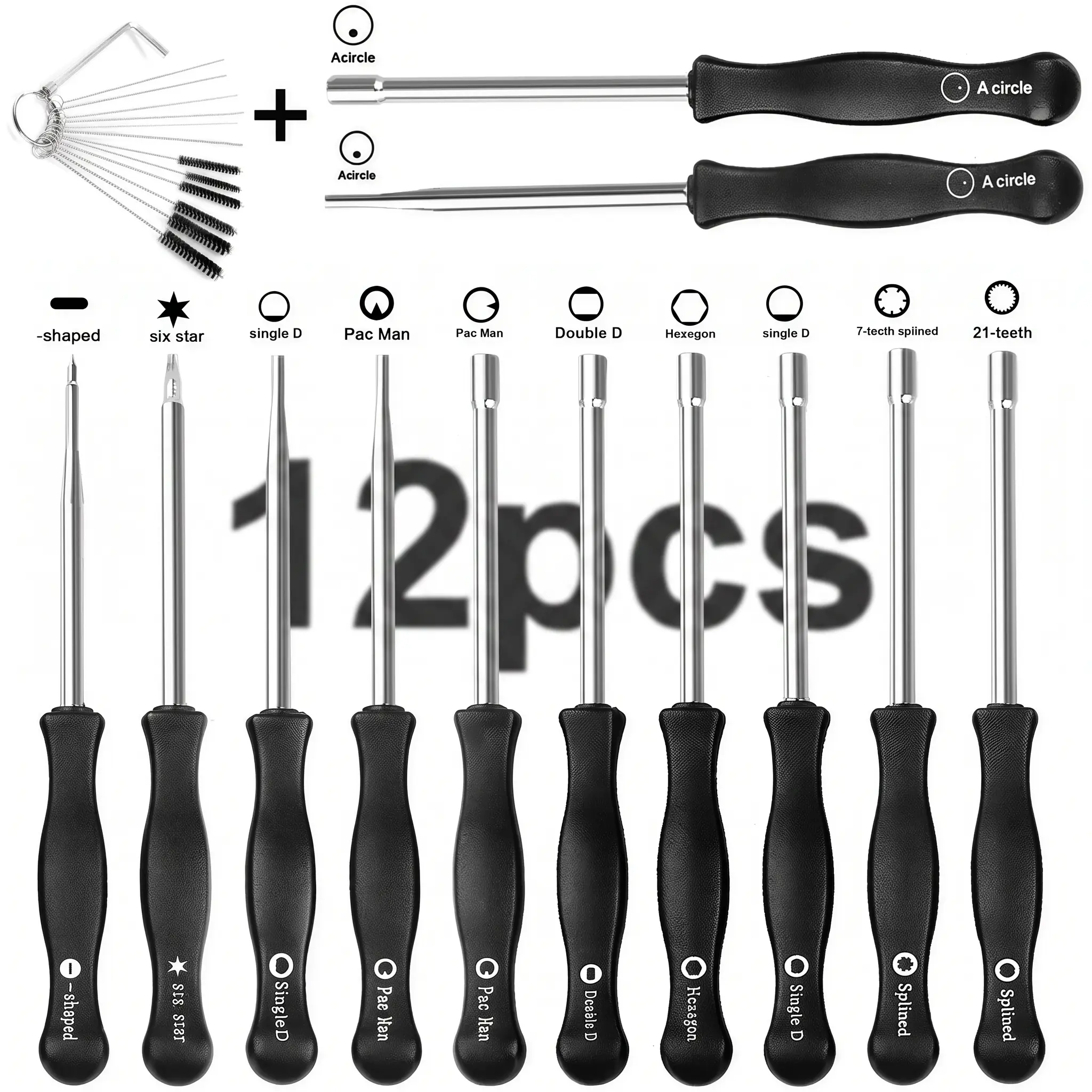 12-Piece Carburetor Adjustment Tool/Tuning Kit, Square Grip Mechanic Repair Tool, Suitable for Most 2-Cycle Small Engine Lawn Mowers, Trimmers, Chainsaws and Leaf Blower Tool Sets