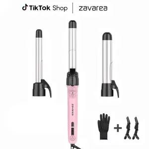 3 in 1 Curling Iron Set with 0.75", 1", 1.25" Tourmaline Ceramic Barrels, LCD Screen for Temperature Settings, TikTokShopBlackFriday TikTokShopCyberMonday