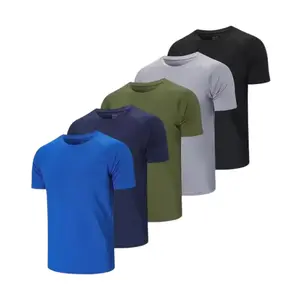 Summer men’s 5-pack running tops, casual comfortable crew neck T-shirts, moisture-wicking design, quick-dry athletic fitness T-shirts #SummerVibes