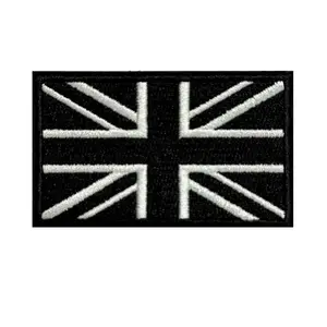 Uk Flag Patch Badge with Hook Backing, Geometric Embroidery Design, Ideal for Bags, Iron-On Patches, Bag Accessories, Proud Accessory, Backpacks, Vests, Clothing Decorations
