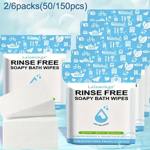 50/150pcs 30*30cm Disposable Rinse Free Bathing Wipes - 25 pieces per pack - All-in-1 Single Use Shower Wipes, Simply Dampen, Lather, and Dry Without Shampoo or Rinsing
