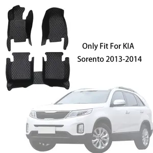 Full Set Nappa PU Leather Car Floor Mat For Kia Sorento 2013-2014 5 Seats Front And Rear Cushion Slip-Resistant Wear-Resistant Floor Mats For Car Auto Interior Accessories