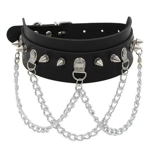 Punk Gothic Style PU Leather Choker, Chain Choker, Choker Necklace, Gothic Witch Jewelry, Studded Decor Choker for Party, Daily Clothing Decor, All-match Jewelry for Birthday Gift, Accessories