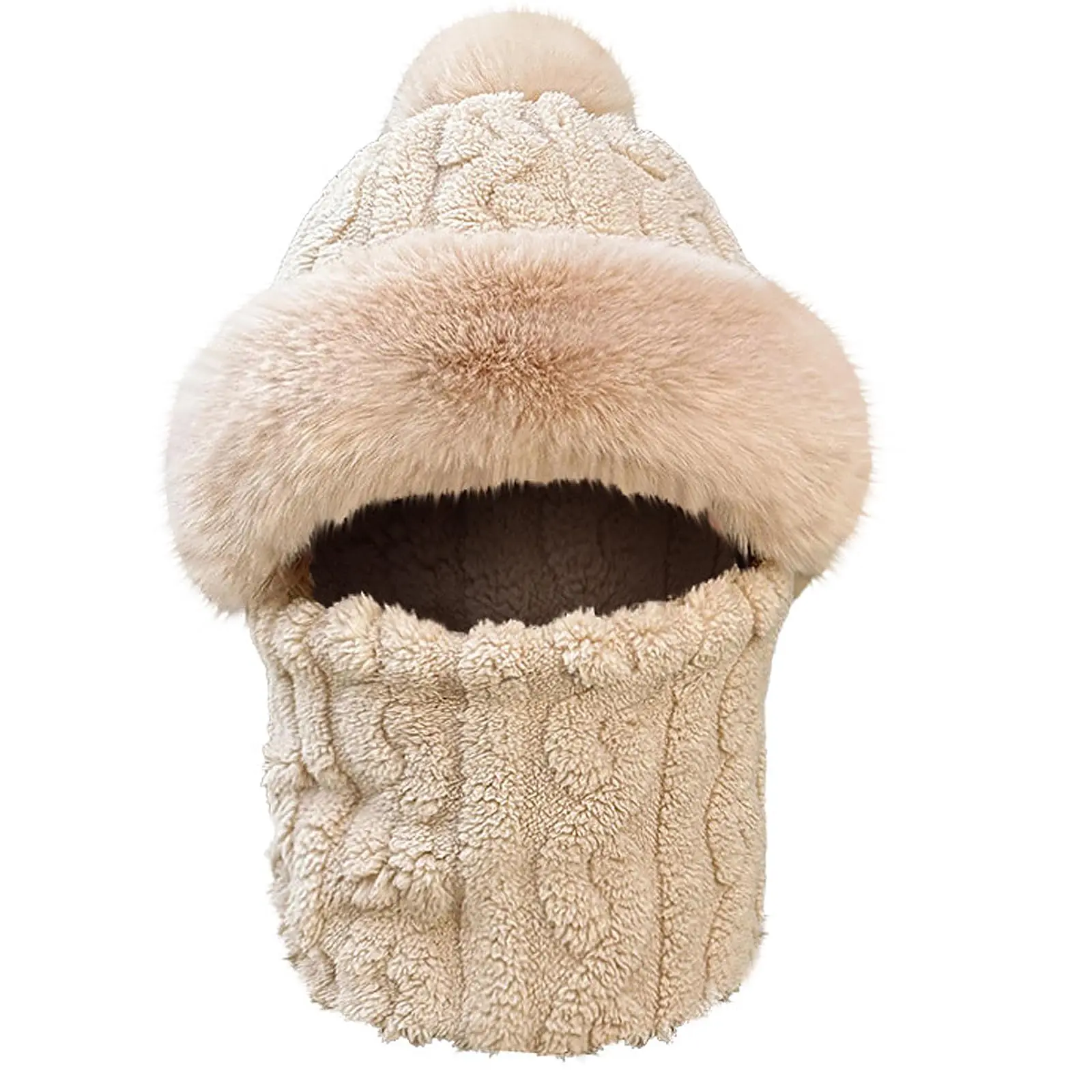 Female Cozy 3-in-1 Winter Chenille Hat Set - Versatile and Warm Balaclava Beanie with Adjustable Face Mask, Neck Gaiter for Cold Weather Outdoor Sports